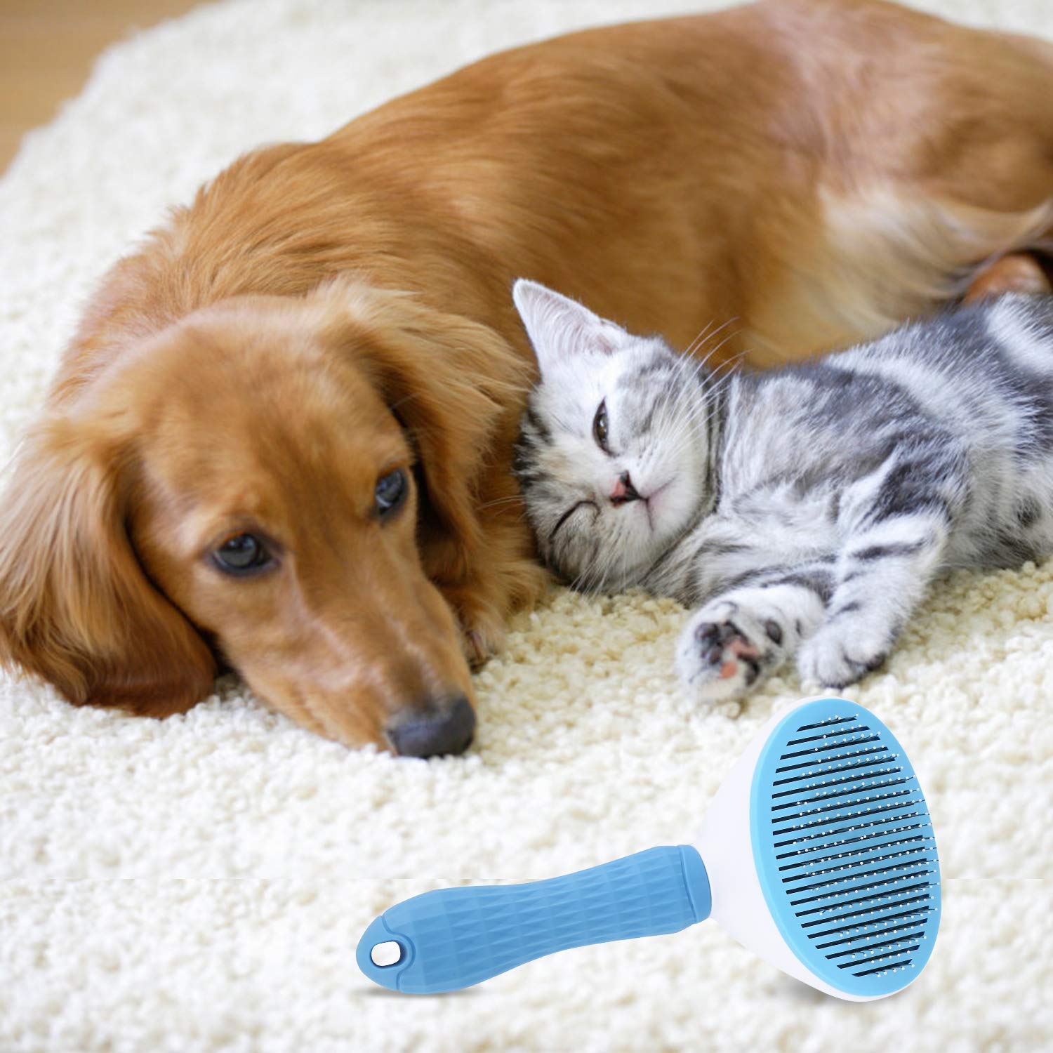 PETHATCH™ Self Cleaning Slicker Brush, Pet Grooming Shedding Brush for Dogs and Cats